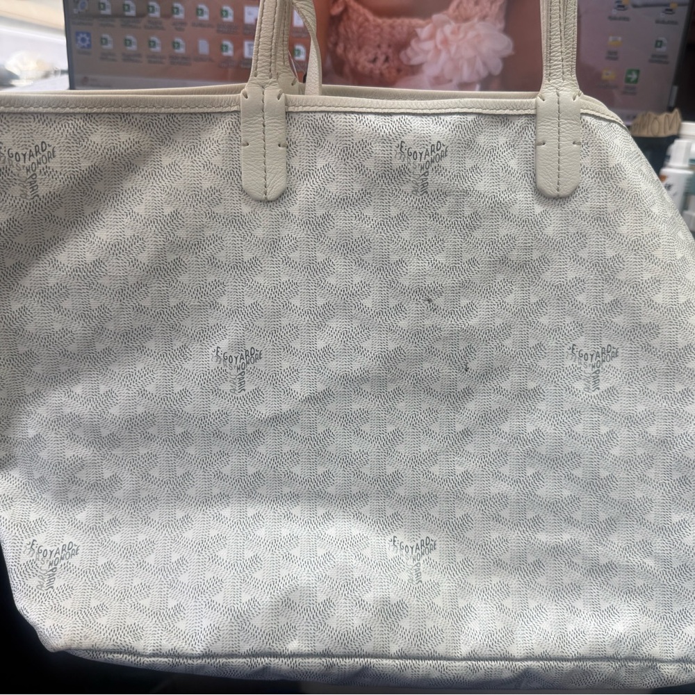 Goyard White and Gray Tote Bag
